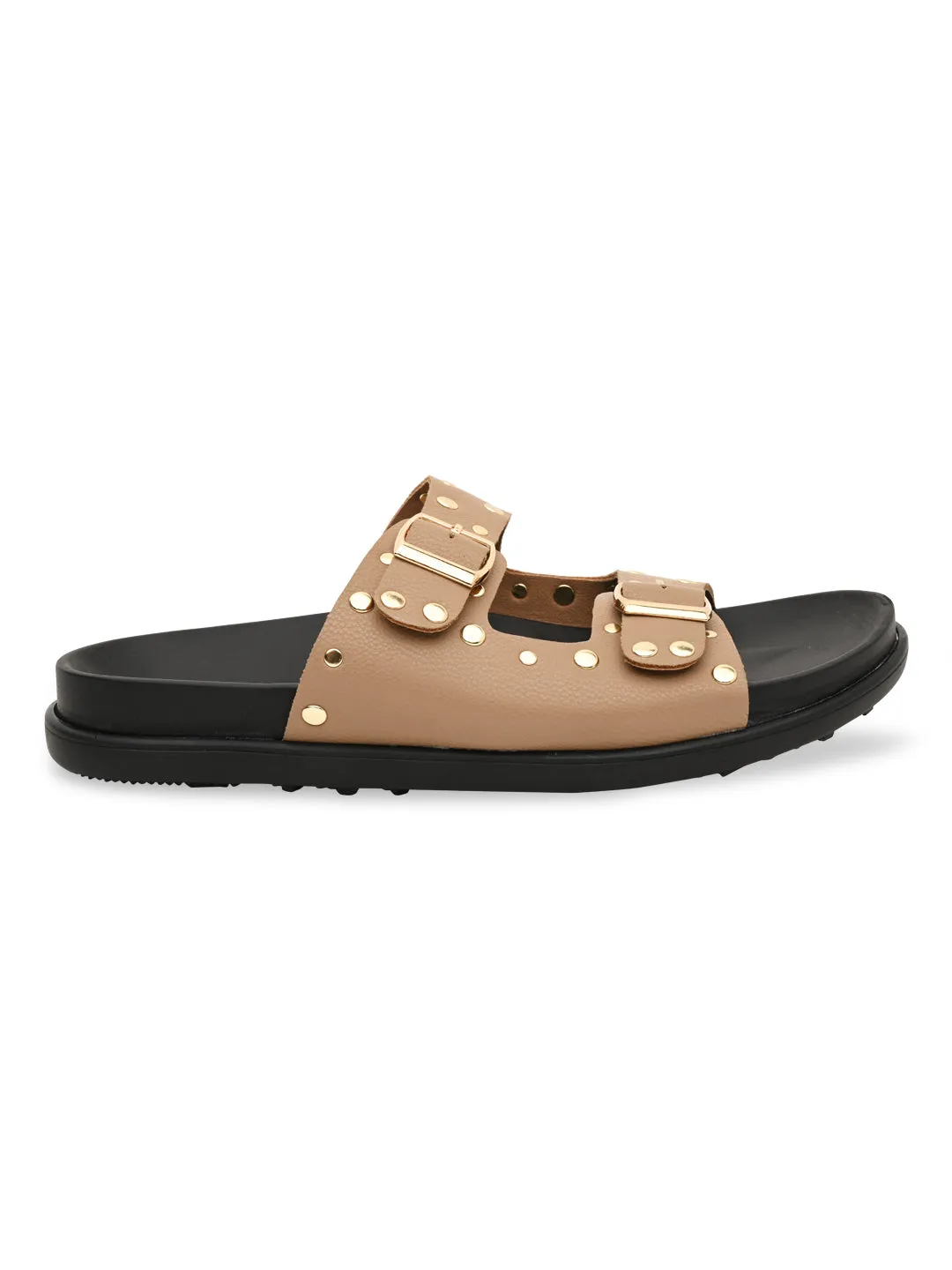 Rocia By Regal Beige Women Gold Studded Flats