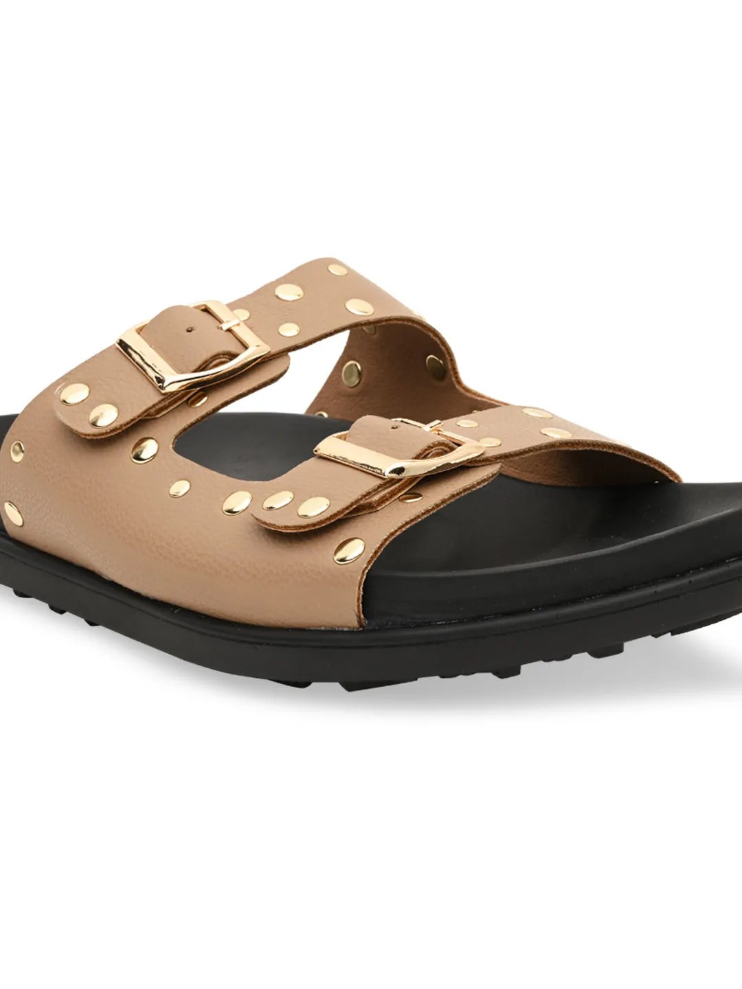 Rocia By Regal Beige Women Gold Studded Flats