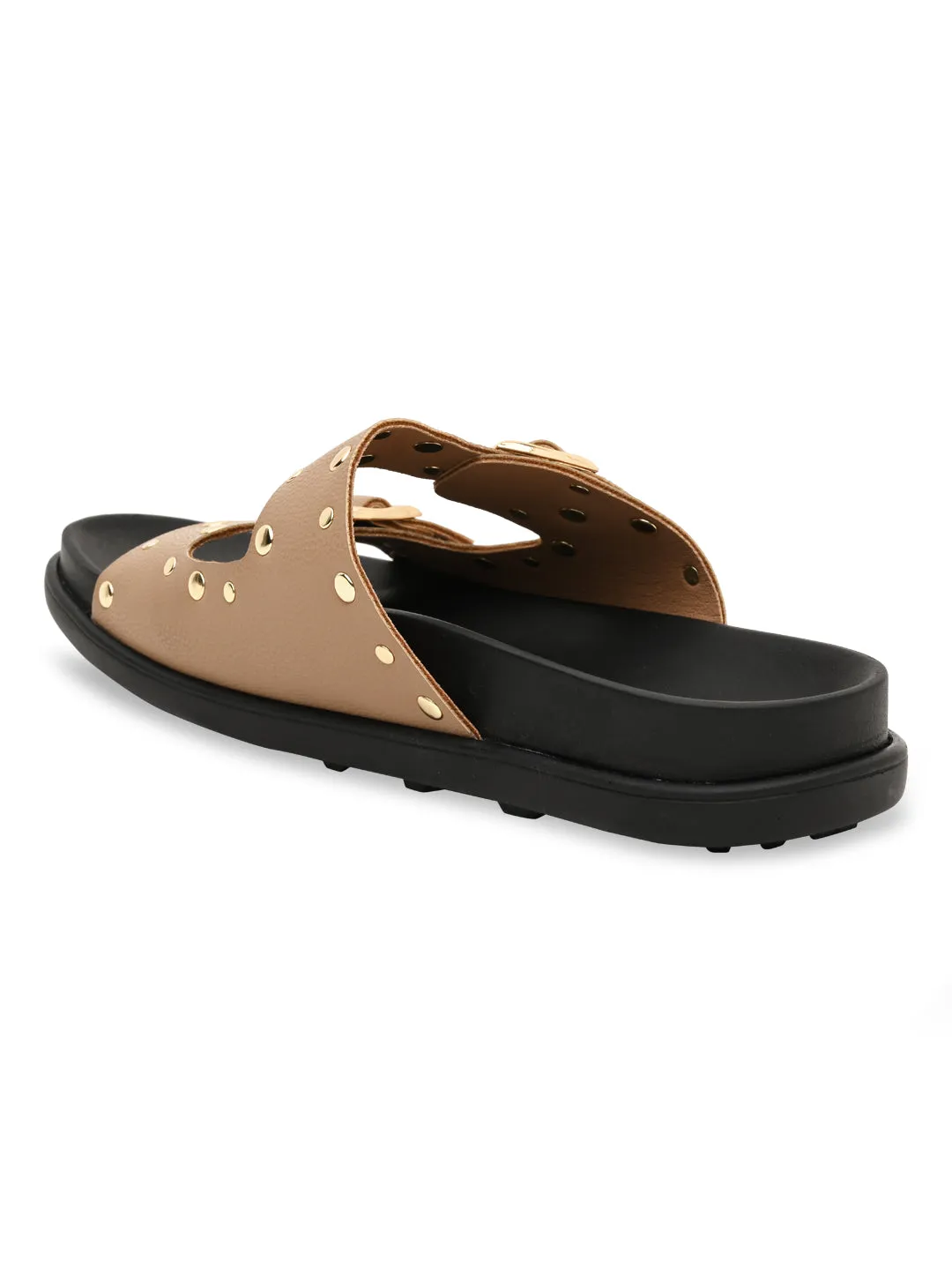 Rocia By Regal Beige Women Gold Studded Flats
