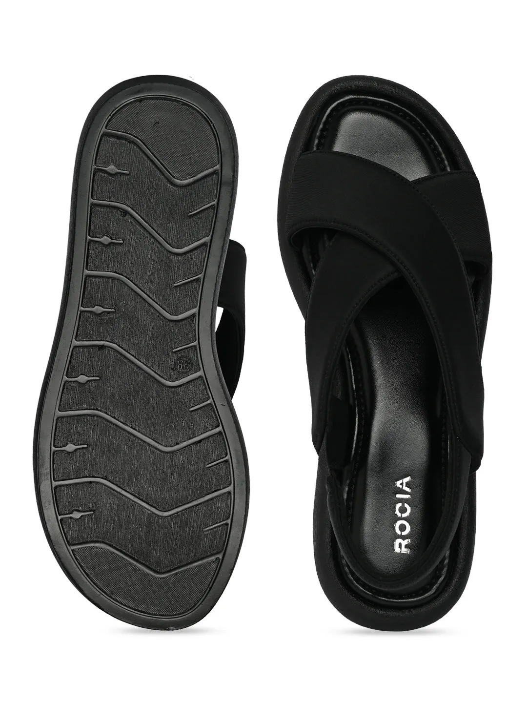 Rocia By Regal Black Women Casual Cross Sandals