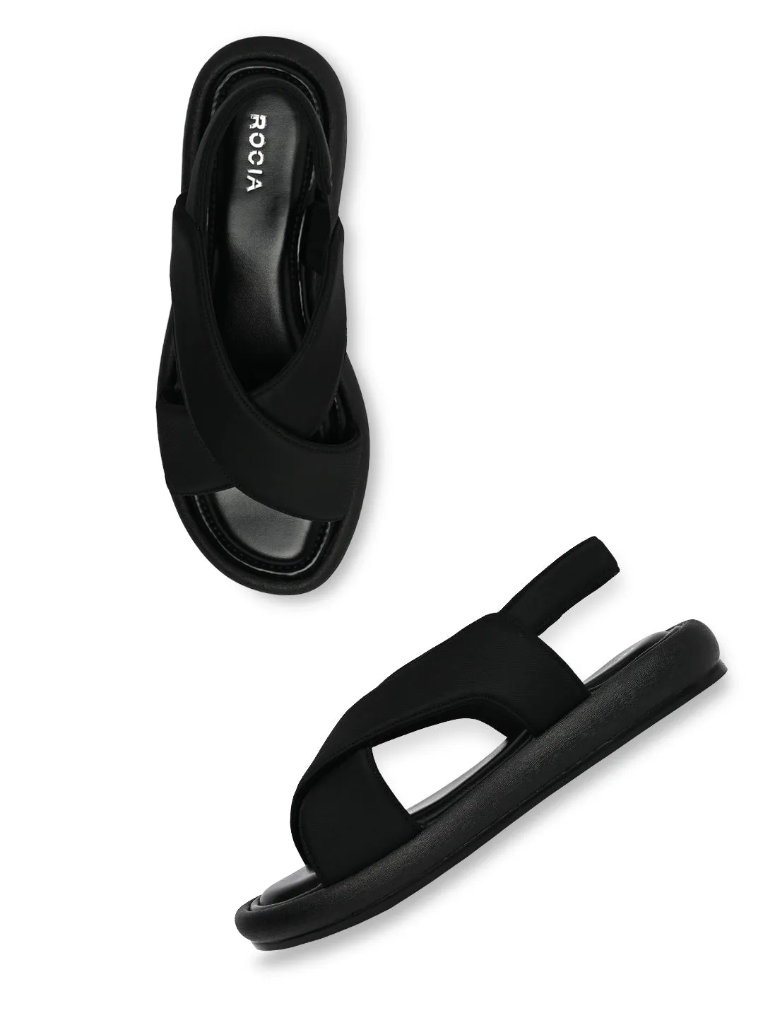 Rocia By Regal Black Women Casual Cross Sandals