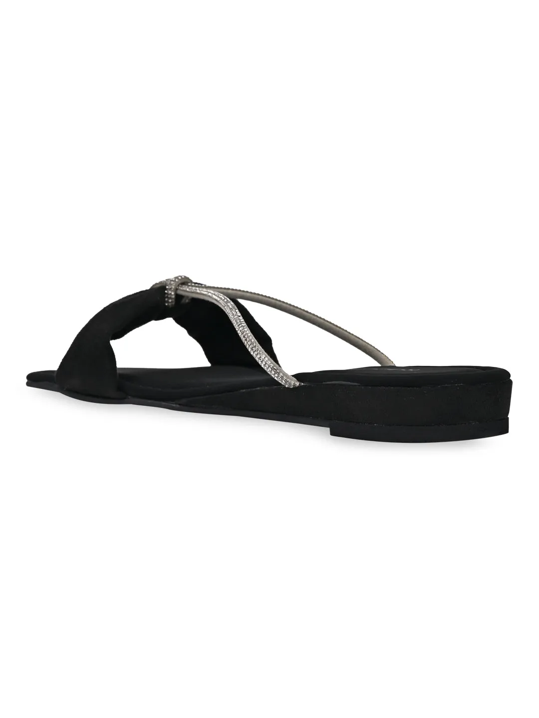 Rocia By Regal Black Women Diamante Strap Flats