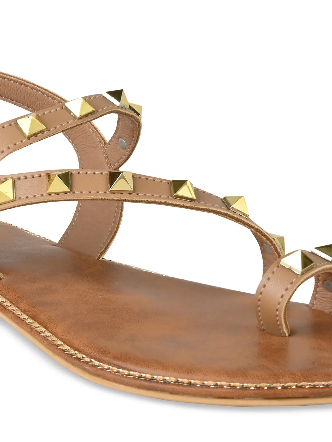 Rocia By Regal Camel Women Studded Flat Sandals