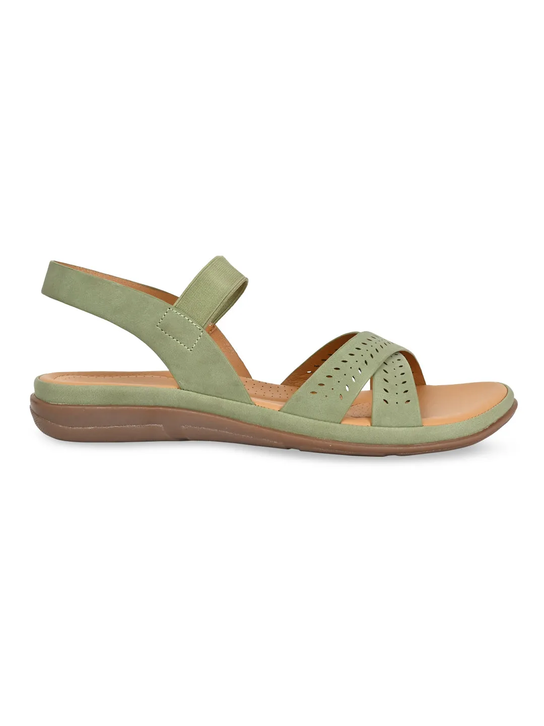 Rocia By Regal Green Women Casual Laser Cut Sandals
