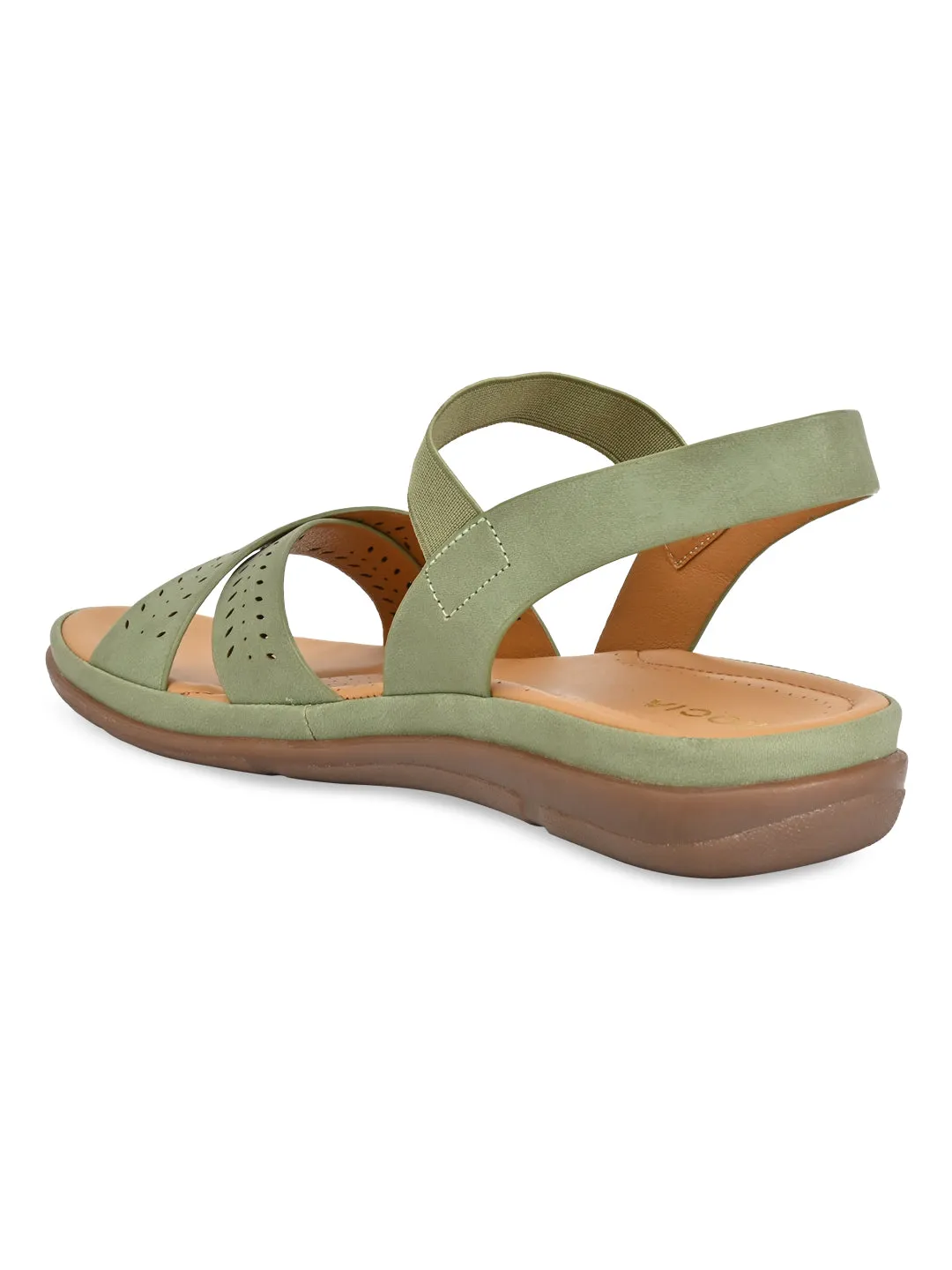 Rocia By Regal Green Women Casual Laser Cut Sandals