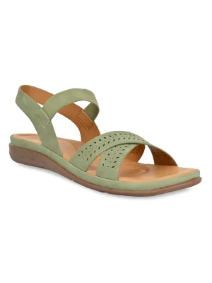 Rocia By Regal Green Women Casual Laser Cut Sandals