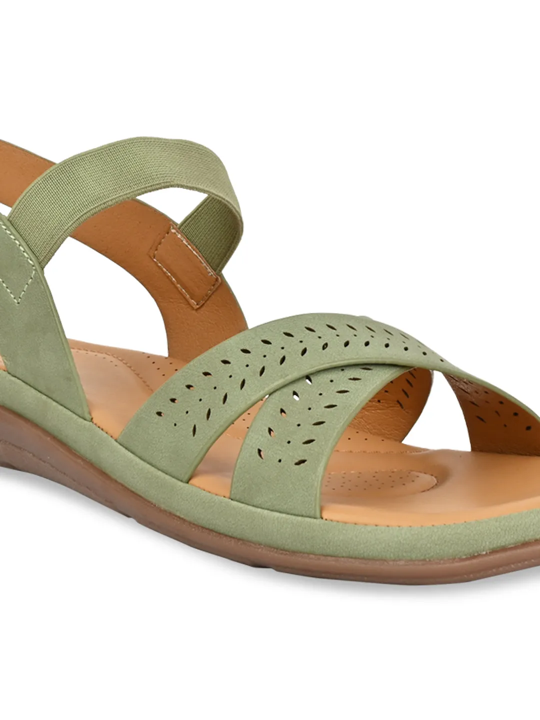 Rocia By Regal Green Women Casual Laser Cut Sandals