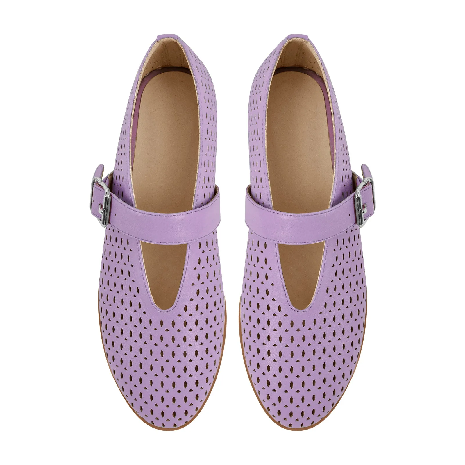 Round Toe Buckle Strap Hollow Flats