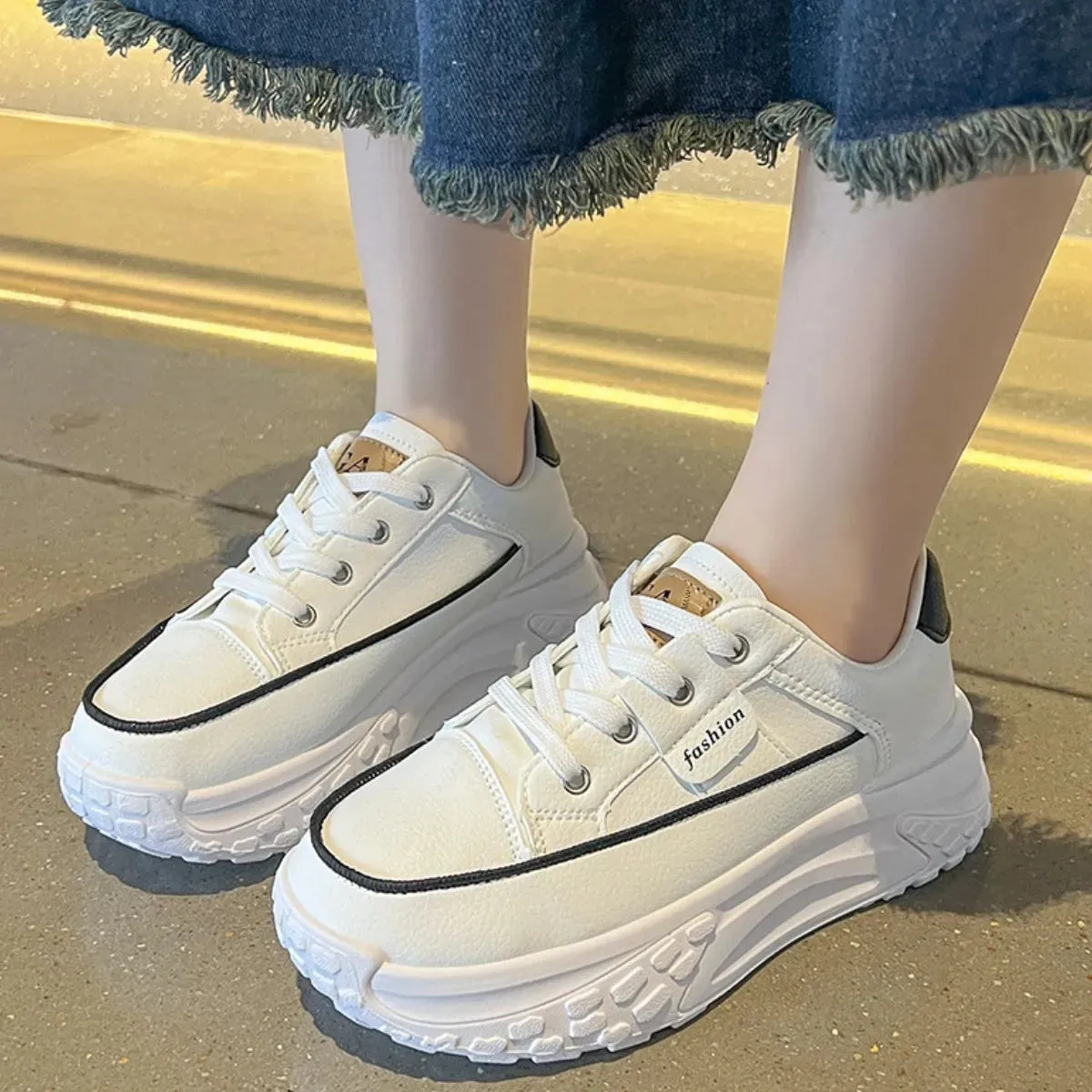 Round Toe Platform Sneakers