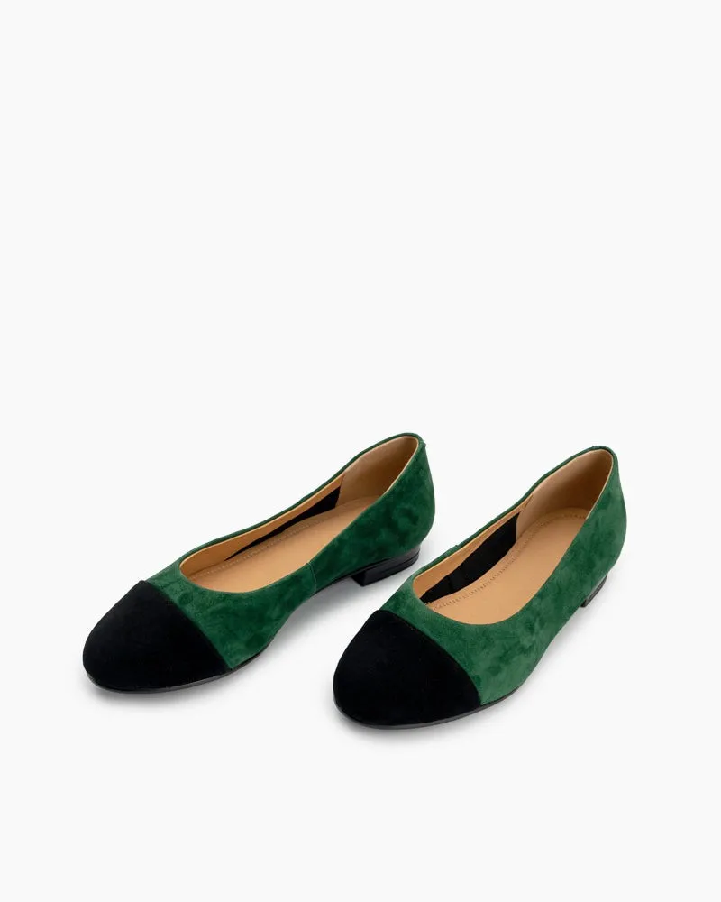 Round Toe Splicing Faux Suede Flat Loafers