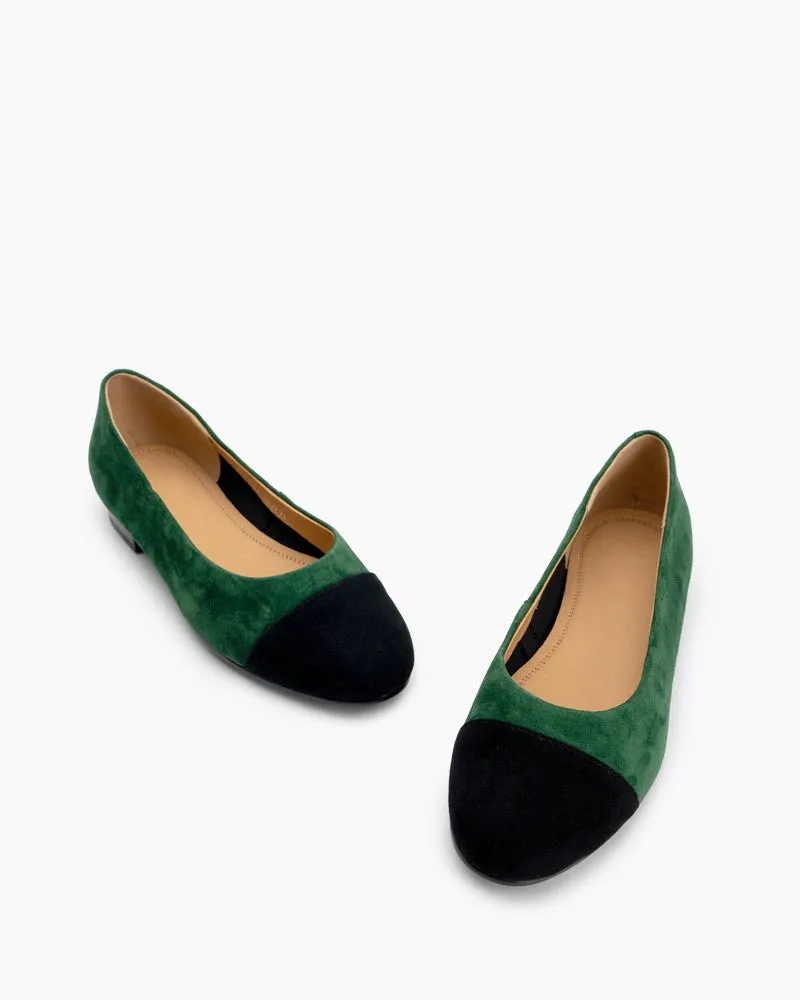 Round Toe Splicing Faux Suede Flat Loafers