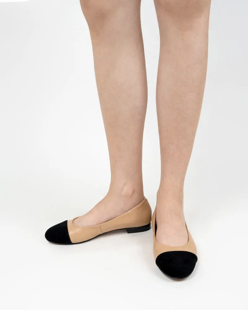 Round Toe Splicing Faux Suede Flat Loafers