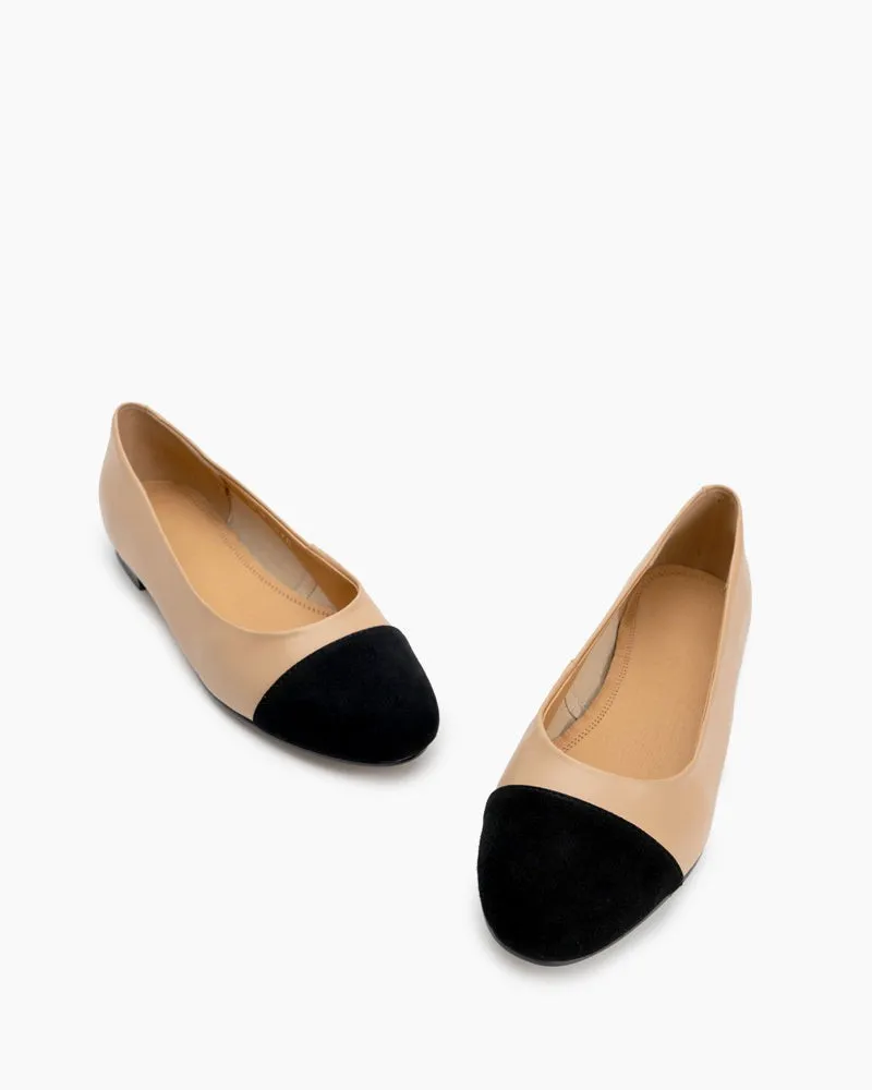 Round Toe Splicing Faux Suede Flat Loafers