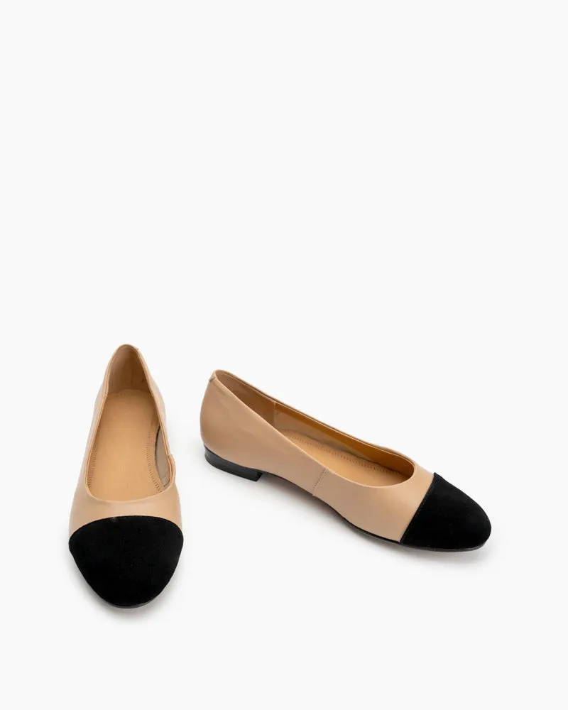 Round Toe Splicing Faux Suede Flat Loafers