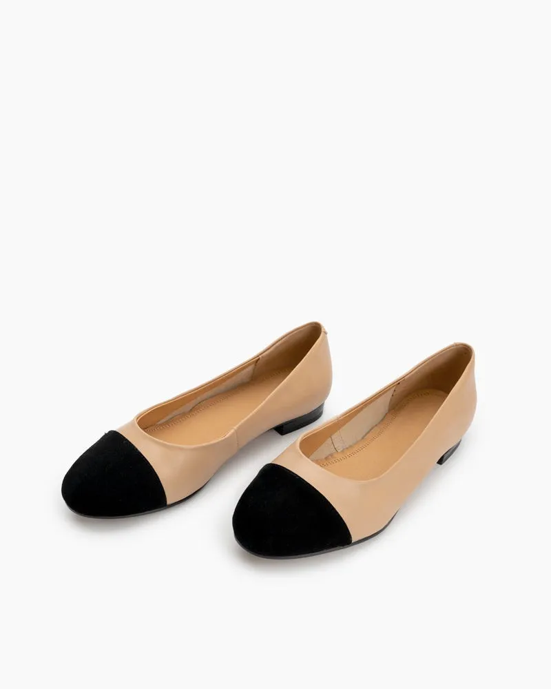 Round Toe Splicing Faux Suede Flat Loafers