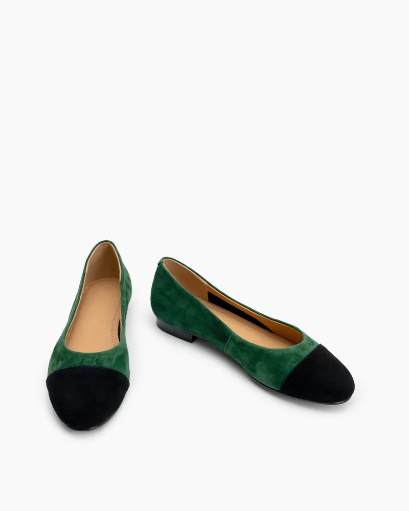 Round Toe Splicing Faux Suede Flat Loafers