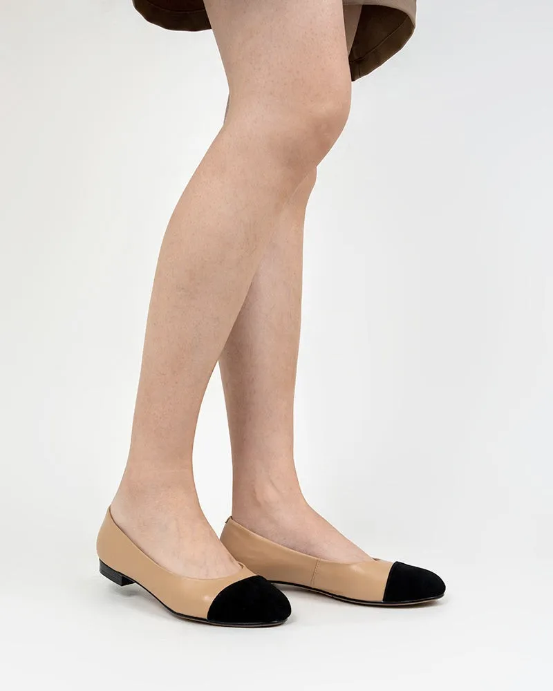 Round Toe Splicing Faux Suede Flat Loafers