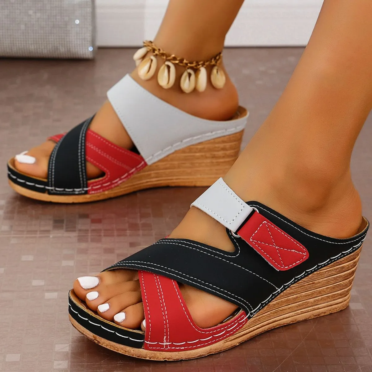 Round Toe Wedge Sandals