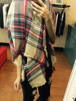 rugged plaid square scarf