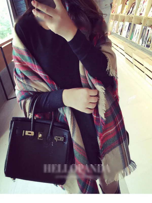 rugged plaid square scarf