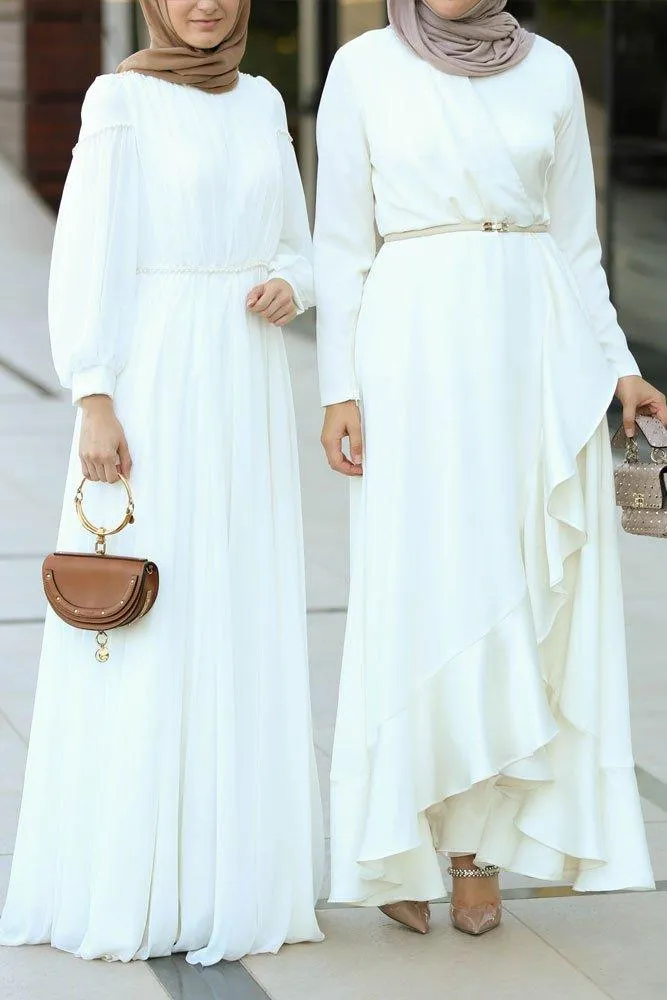 Salsabeel Elegant Evening Gown with Ruffle Detail