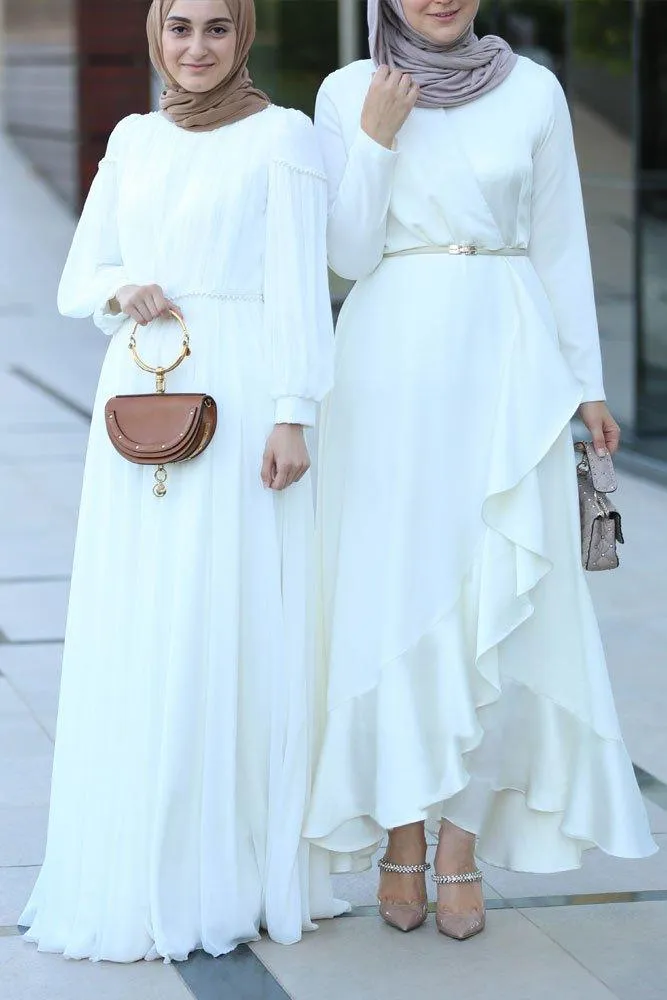 Salsabeel Elegant Evening Gown with Ruffle Detail
