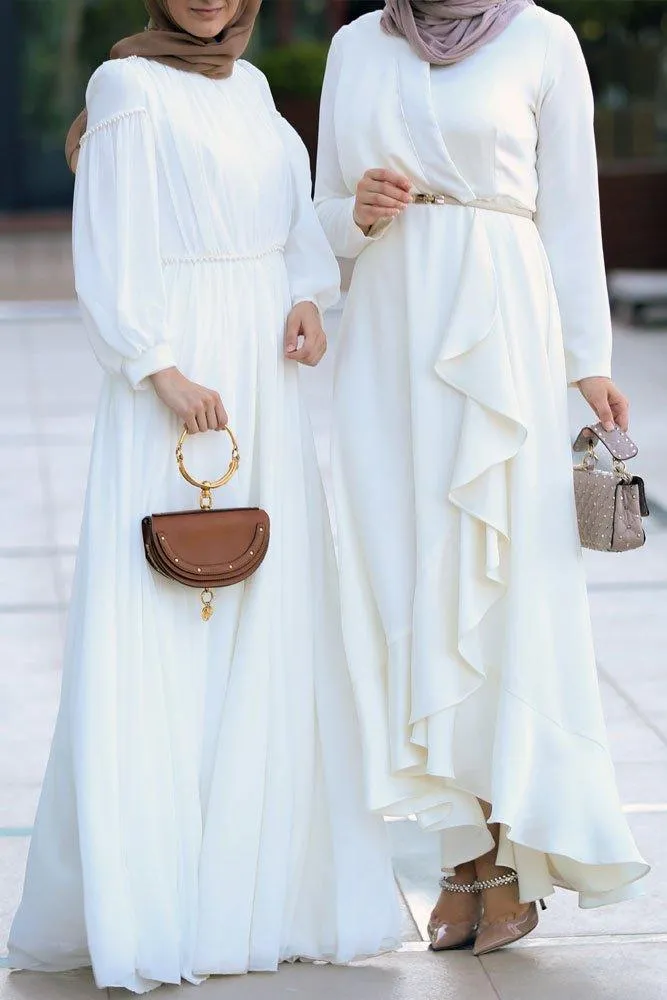 Salsabeel Elegant Evening Gown with Ruffle Detail