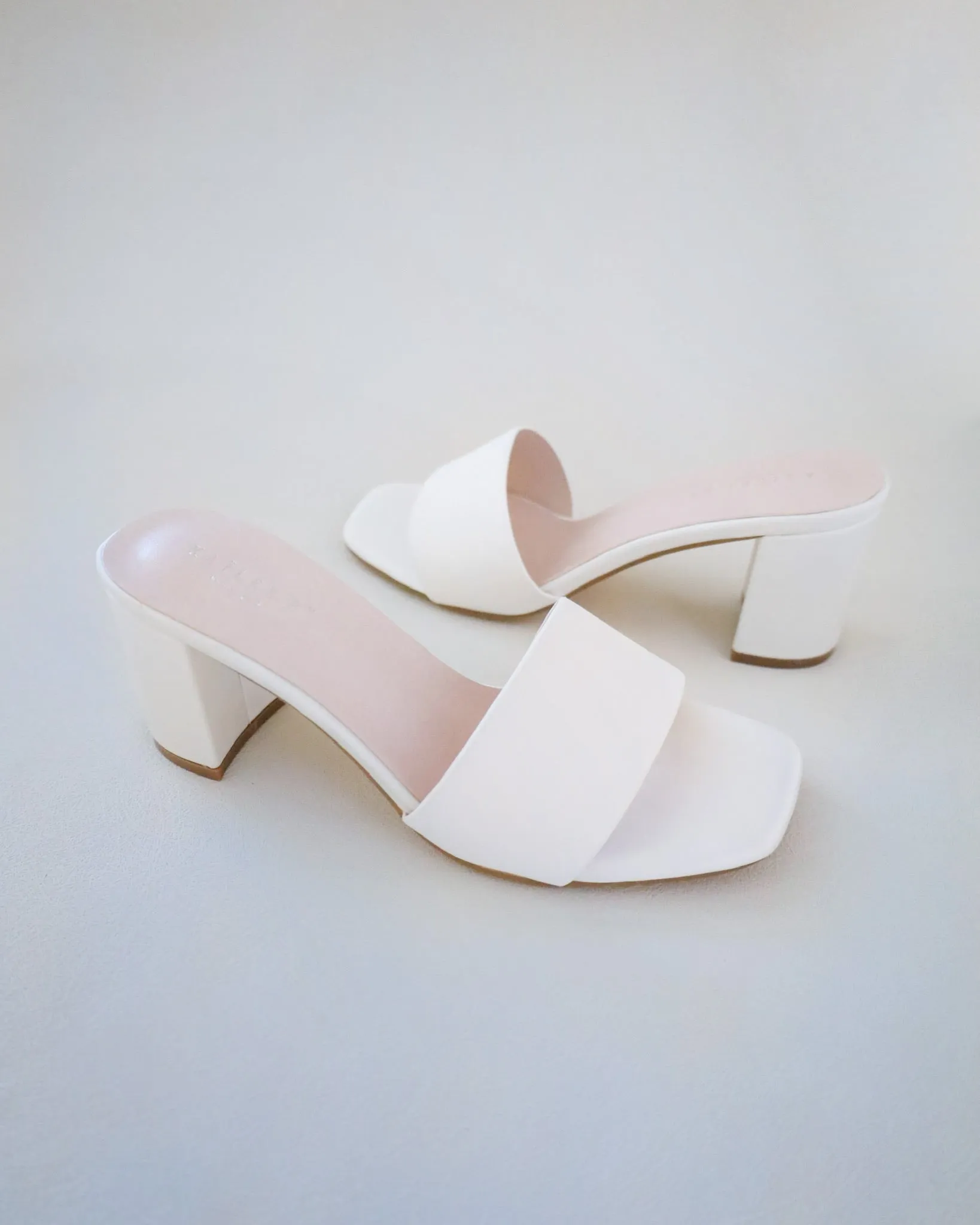Satin Block Heels Slide Wedding Sandals