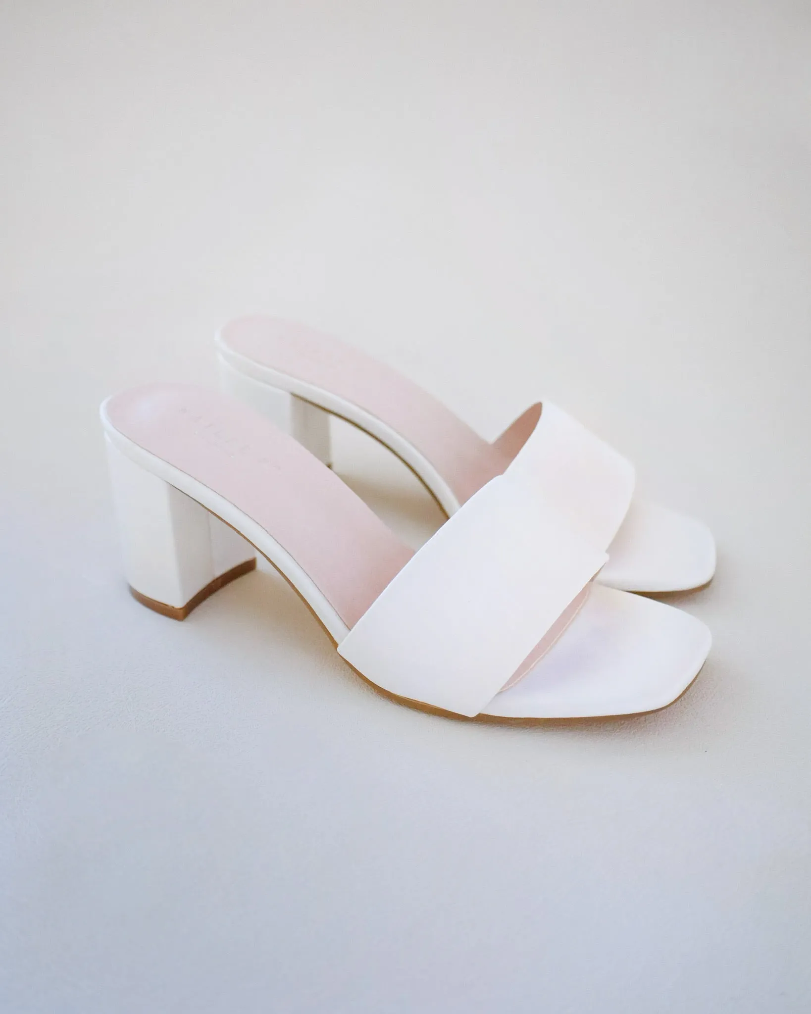 Satin Block Heels Slide Wedding Sandals