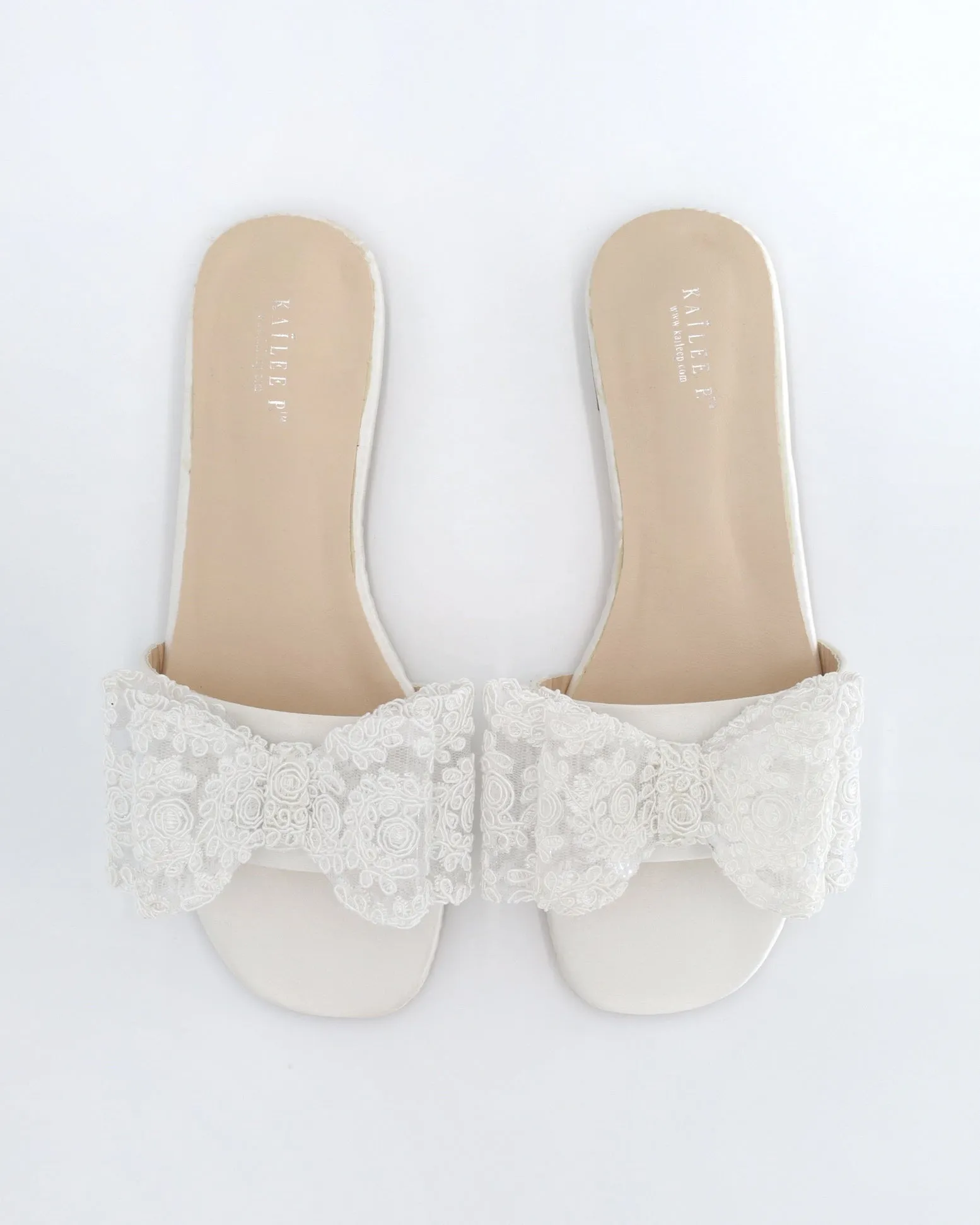 Satin Slip on Sandals with with Oversized Crochet Bow