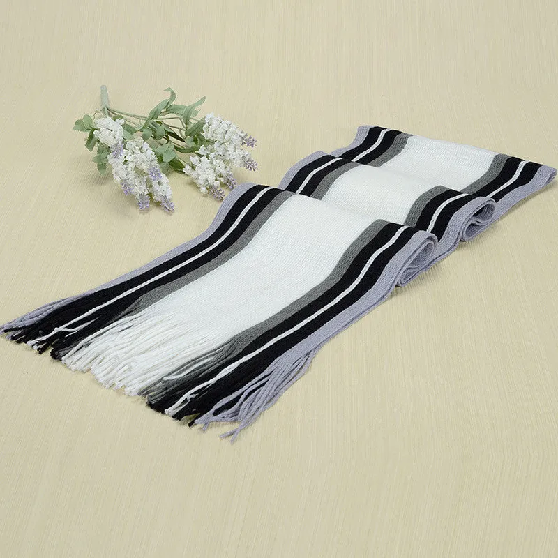 scarf men striped cotton scarf female & male brand shawl wrap knit cashmere bufandas Striped scarf with tassels