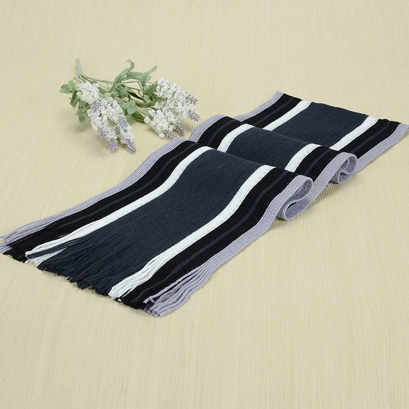 scarf men striped cotton scarf female & male brand shawl wrap knit cashmere bufandas Striped scarf with tassels