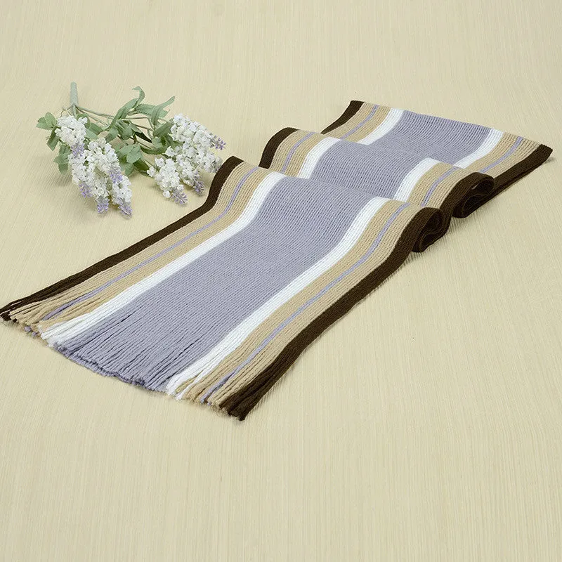 scarf men striped cotton scarf female & male brand shawl wrap knit cashmere bufandas Striped scarf with tassels