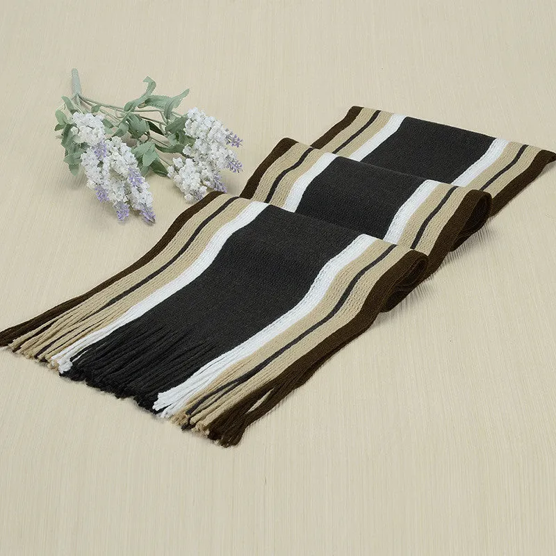scarf men striped cotton scarf female & male brand shawl wrap knit cashmere bufandas Striped scarf with tassels