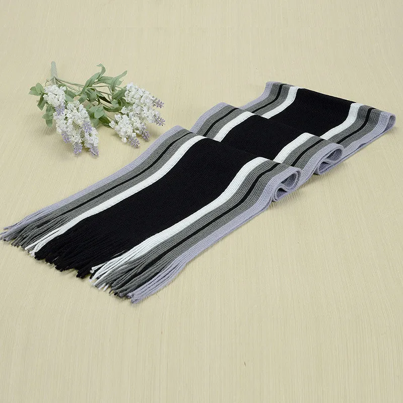 scarf men striped cotton scarf female & male brand shawl wrap knit cashmere bufandas Striped scarf with tassels