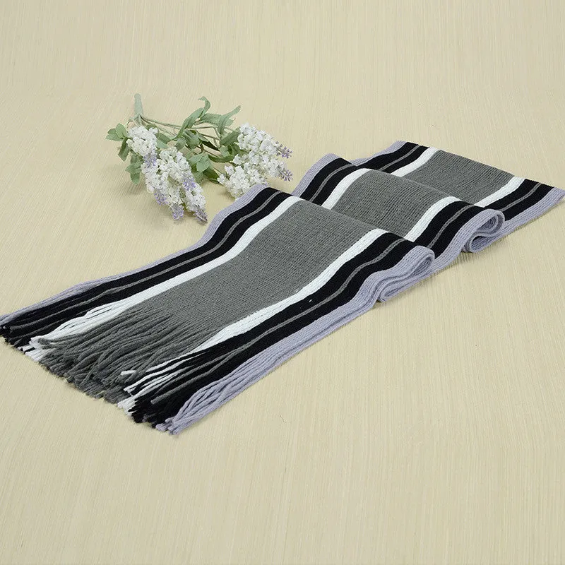 scarf men striped cotton scarf female & male brand shawl wrap knit cashmere bufandas Striped scarf with tassels