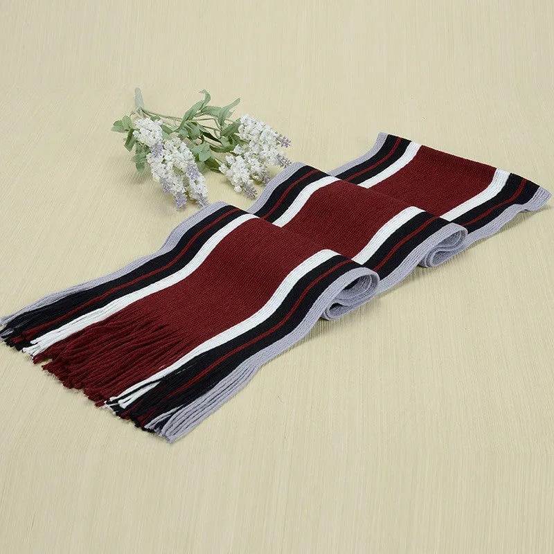 scarf men striped cotton scarf female & male brand shawl wrap knit cashmere bufandas Striped scarf with tassels