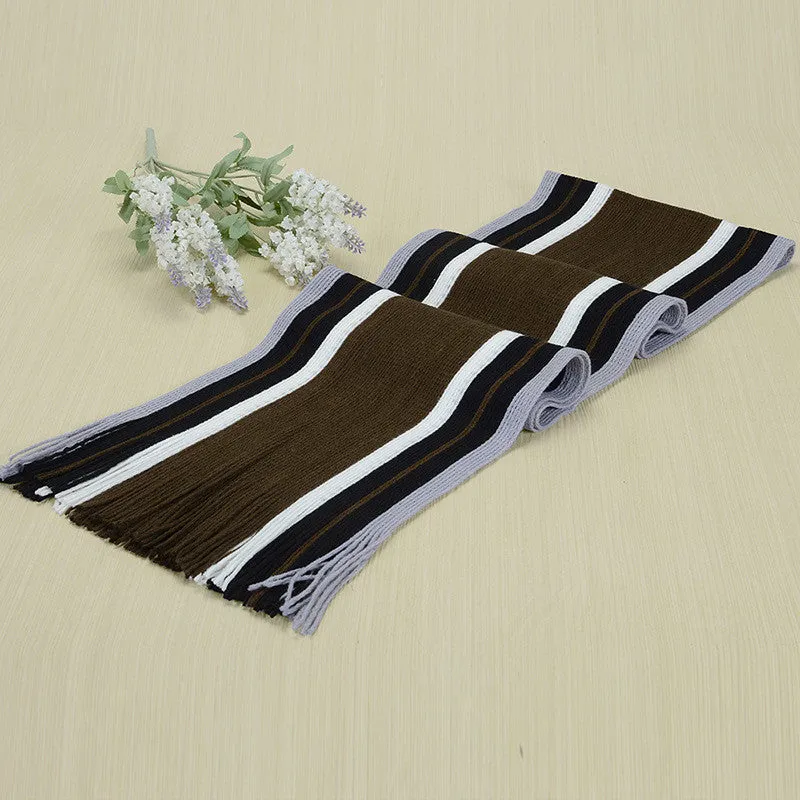 scarf men striped cotton scarf female & male brand shawl wrap knit cashmere bufandas Striped scarf with tassels