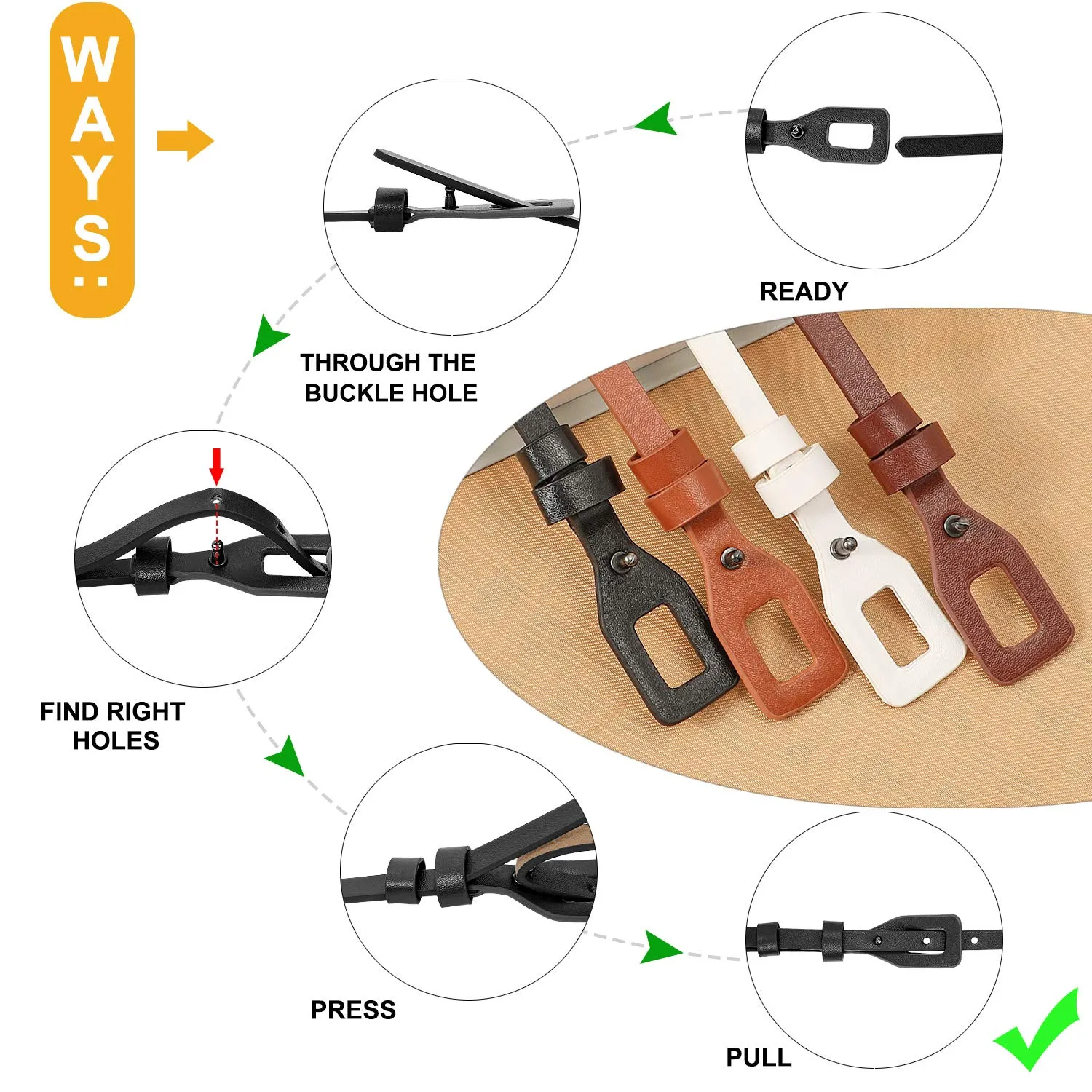 Set of 4 Womens Thin Belts SANSTHS Skinny Leather Belt with Gold Alloy Buckle