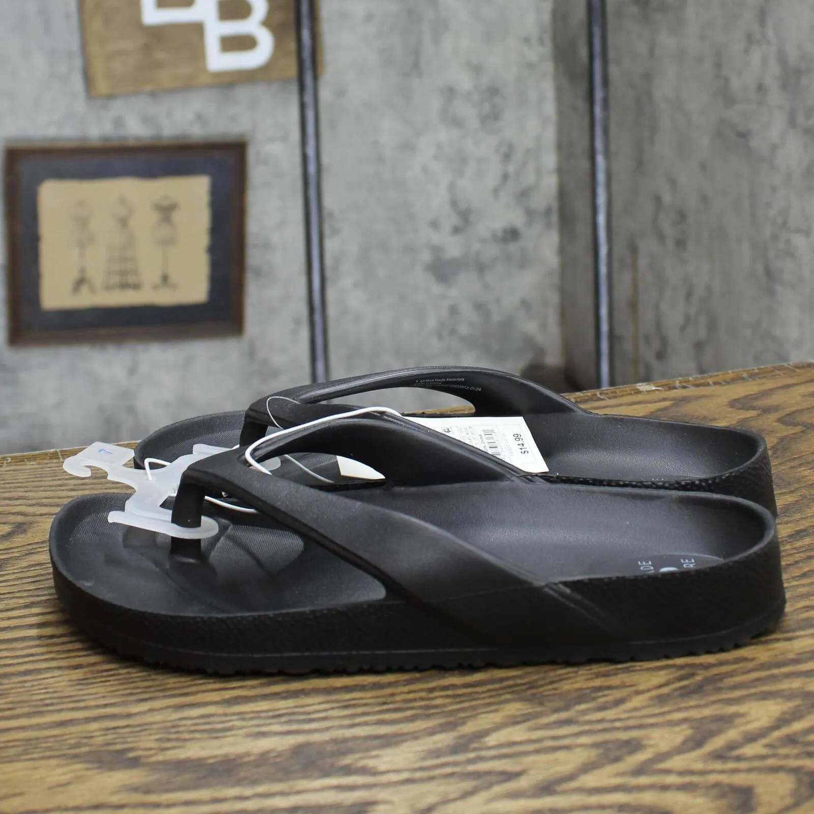 Shade & Shore Womens Traci Footbed Sandals 89258328 Black 7M