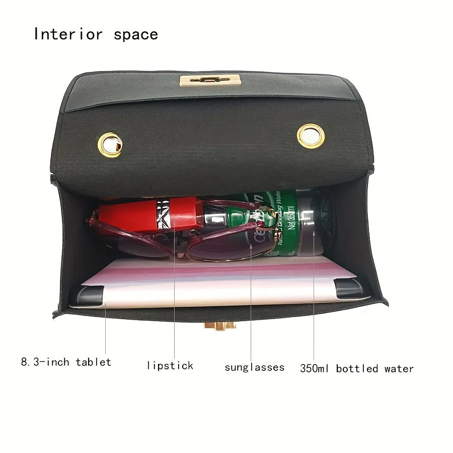 Silk Scarf Decor Trendy Flap Handbag, Mini Women's Faux Leather Chain Crossbody Bag, Stylish Top Handle Purse
