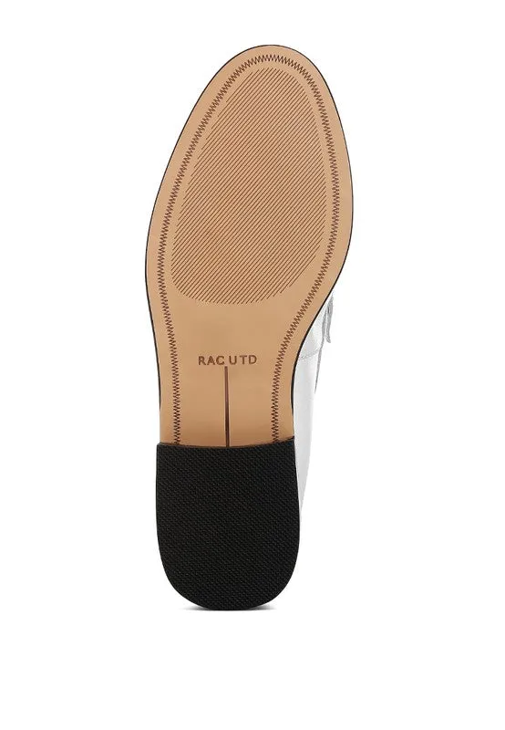 Silver Genuine Leather Loafers