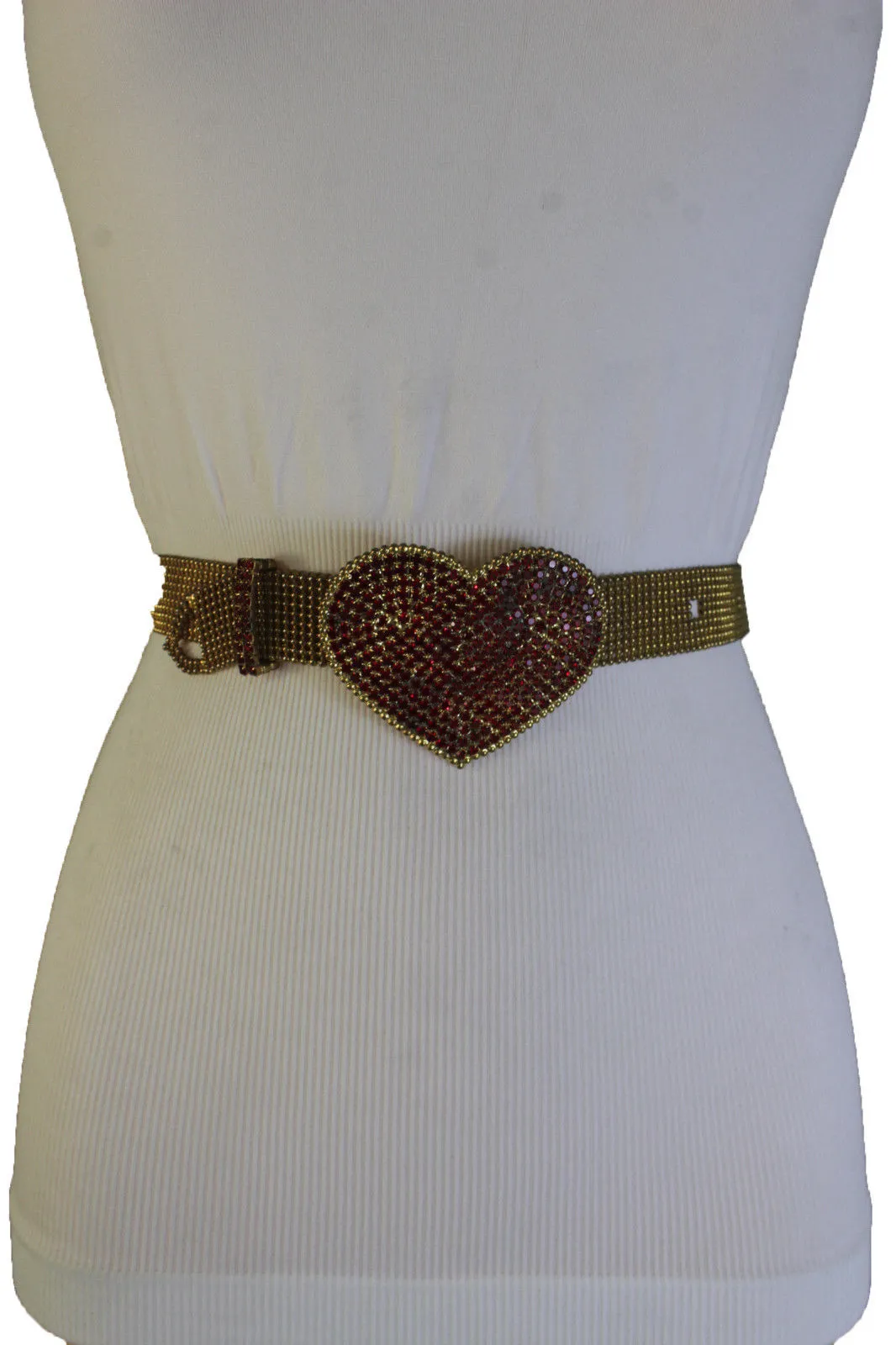 Silver Metal Chain Links Skinny Belt Hip Waist Green Butterfly Charm S M L