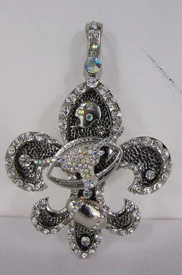 Silver Metal Charm Fleur De Lis Keychain