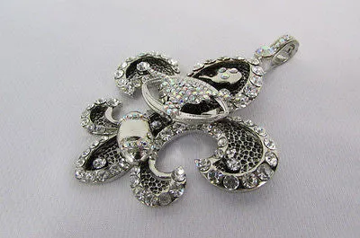 Silver Metal Charm Fleur De Lis Keychain