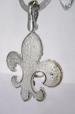 Silver Metal Charm Fleur De Lis Keychain