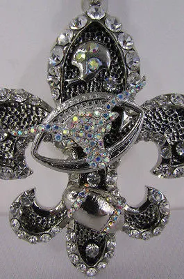 Silver Metal Charm Fleur De Lis Keychain
