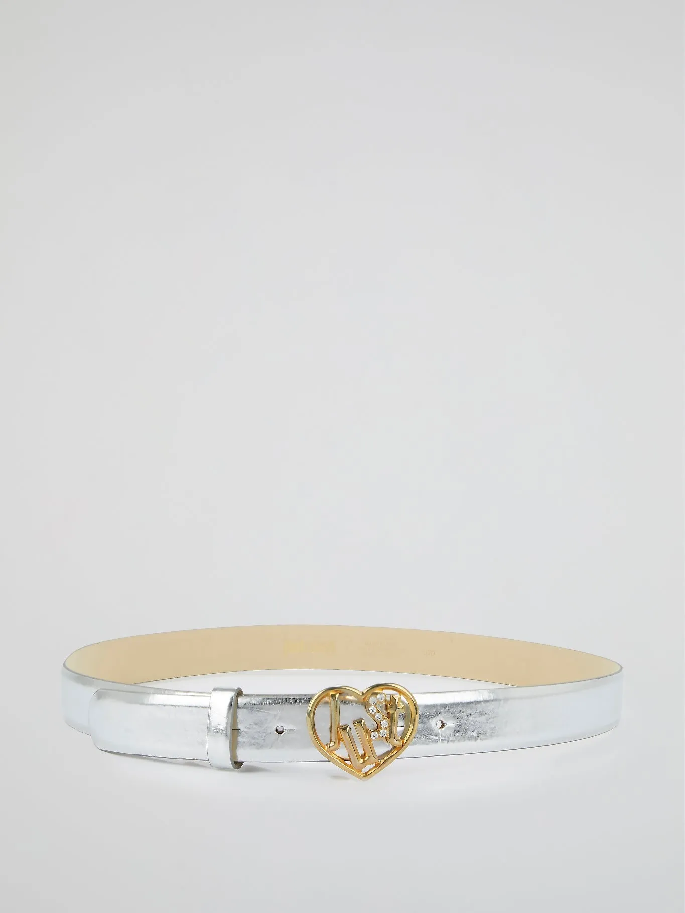 Silver Metallic Heart Buckle Belt