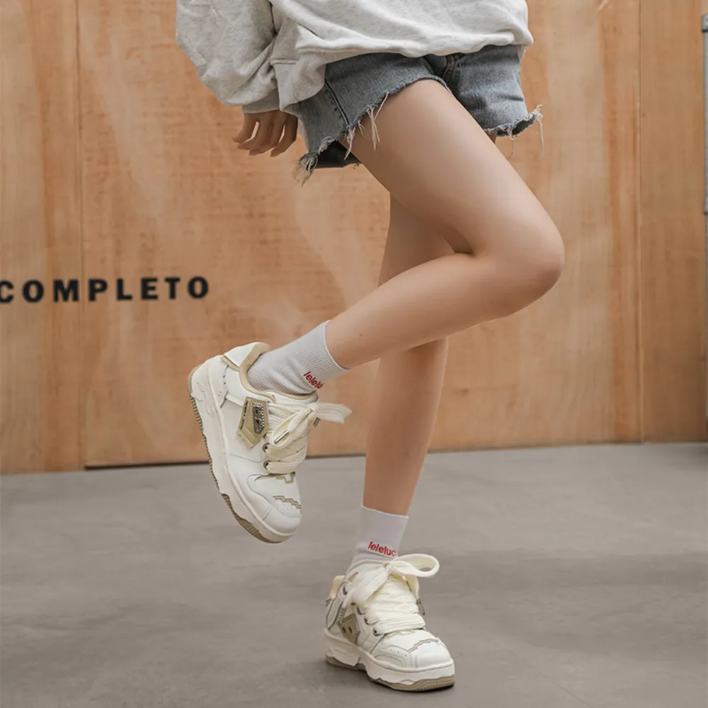 Simple Solid Color Stitching Sneakers