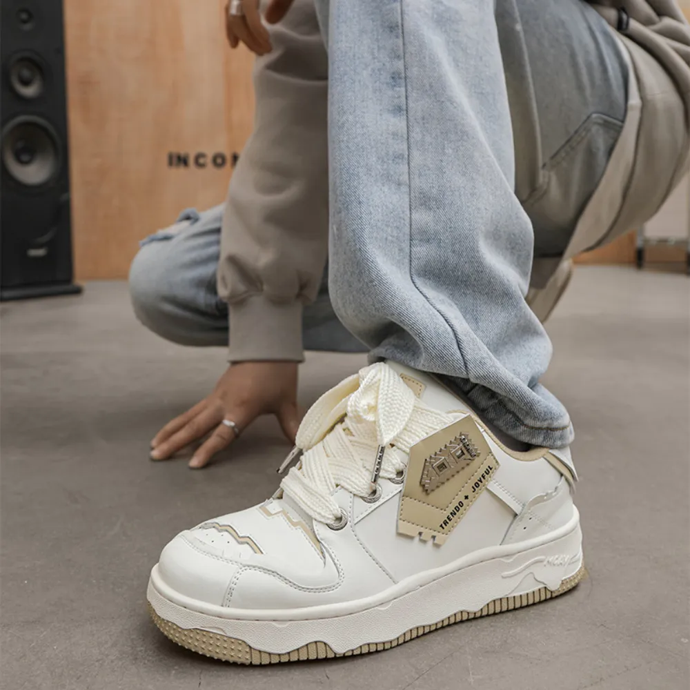 Simple Solid Color Stitching Sneakers
